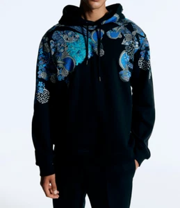 Anamika Khanna X H&M Abstract Print Cotton Hoodie Jumper Black Size L Large New - Picture 1 of 17