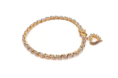 Brazalete Ross Simons Chapado en Oro Plata de Ley 925 Diamante Corazón 7.5" Foto 1 de 4