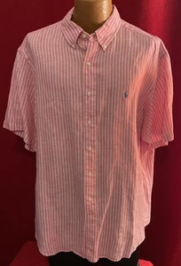 POLO RALPH LAUREN Leinenhemd rosa gestreift SS Button Down Größe XXL - Bild 1 von 6