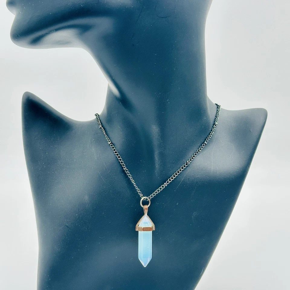 "Collar ajustable cadena negra colgante de cobre con piedras preciosas de cristal opalita natural 8,5""" Foto 1 de 4