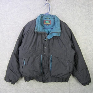 Vintage Field & Stream Jacket Mens Large Black Teal Puffer Outdoors Winter 90s - Picture 1 of 9