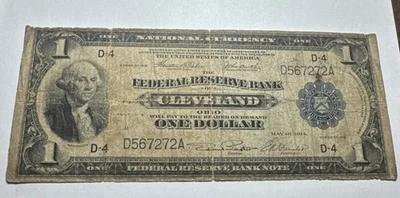 BEAUTIFUL RARE CLEVELAND GREEN EAGLE 1918 $1 NOTE.   - Image 1 of 4