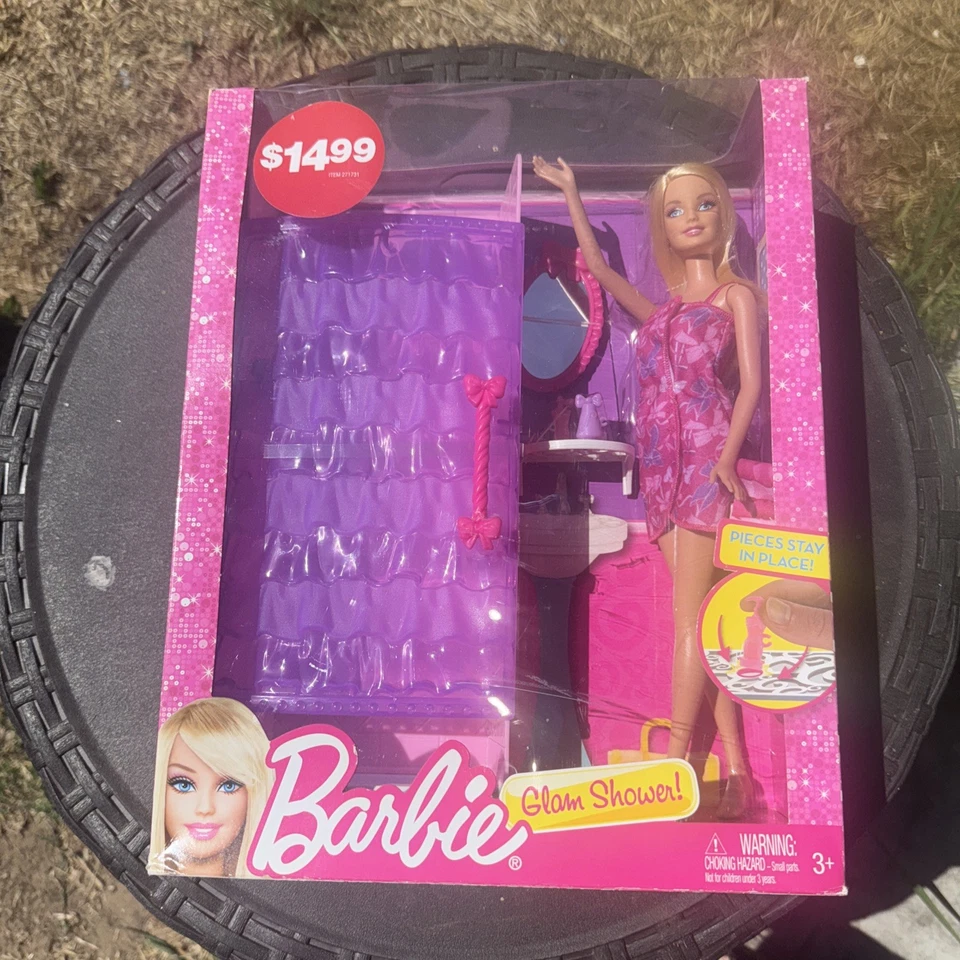 Mattel Barbie Glam Shower Doll Playset With Bathroom Accessories