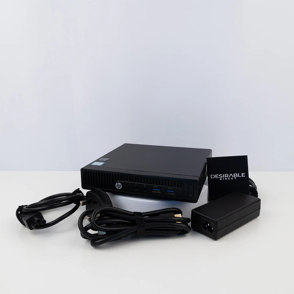 HP 260 G2 Mini PC i3-6100U 8GB RAM Win 10 Pro Desktop + Cables - Image 1 of 4