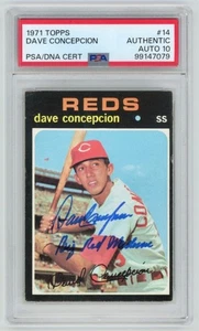 Dave Concepcion Signed 1971 Topps ROOKIE Card Big Red Machine PSA 7079 AUTO 10 - Bild 1 von 2