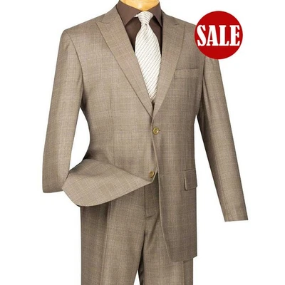 HAS TO GO! Luxurious Men's Regular-Fit Glen Plaid Suit Tan, 56 Regular, $299+ - Image 1 of 2