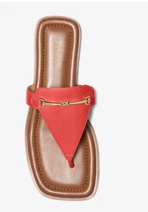 Michael Kors Lena Damen-Sandale Leder T-Riemen Sienna/rot 7,5 M, neu, UVP 125 $ - Bild 1 von 7