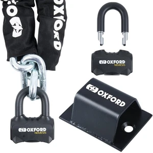 Oxford Nemesis Motorcycle Chain & Lock 1.5M & Oxford Brute Force Ground Anchor - Picture 1 of 8