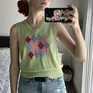Van Heusen Light Green Argyle Tank Top - Picture 1 of 4