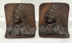 Vintage Bron-Met Buchstützen Indianer Indianer Häuptling Paar 20er Jahre - Bild 1 von 4