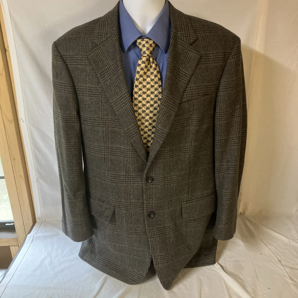 Chaqueta deportiva John Ashford para hombre abrigo pelo de camello mezcla de lana 41R 41 R gris a cuadros FS! Foto 1 de 1