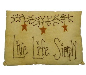 "Live Life Simply" tea dyed pillow - New by Honey & Me #E13296 - Picture 1 of 6