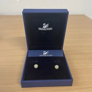 Swarovski Moonlight Gold Crystal Euphoria Studs Pierced Earrings Rhodium Boxed - Picture 1 of 6