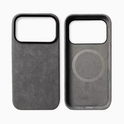 Alcantara Case for Original iPhone 17 Pro MagSafe Bumper Cover Grey Grey Protection - Image 1 of 4