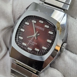 Vintage Kronotron Electra Antishock 2000 Mechanical Watch Red Dial Silver Tone  - Picture 1 of 6