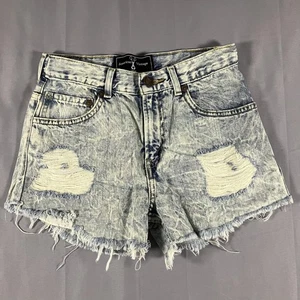 Levis Red Tab Denim Shorts Womens 27 Acid Wash Distressed Cutoff Frayed Hem - Picture 1 of 12
