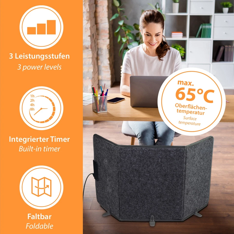 MI-HEAT Heizplatte Heizung Wärmeplatte Infrarot Schreibtischheizung Büro Arbeitsplatz