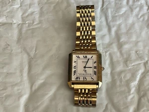 Seiko Rare Wurlitzer 4110-5007 Mens Tank Rectangle Gold Plated Quartz Watch Runs - Picture 1 of 16
