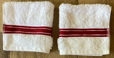 2 ropa de lavado Lands' End blanca roja a rayas 100 % algodón 12" x 12" Foto 1 de 4