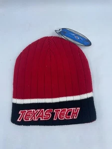 Vintage Texas Tech Red Raiders schwarz rot Wende Strick Beanie Neu mit Etikett TTU Doppel T - Bild 1 von 10