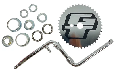 GT BMX Bicycle 1 piece Crank Set 44 Teeth GT Power Silver Chrome - Image 1 of 4