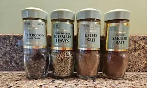 Mccormick Gourmet Glass Spice Jars Bottle Green Lid Lot Of 4 Vtg Salt Rosemary - Picture 1 of 6