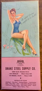 Tarjeta publicitaria Pin Up Girl "Drake Steel Supple Co." - De colección - Imagen 1 de 1