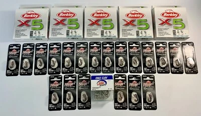 LOTE DE 26 ANZUELOS DE PESCA BERKLEY FUSIÓN DIFERENTES Y SOPORTE DE CEBO DE LÍNEA TRENZADA X5 (6) Foto 1 de 4