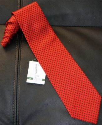 Corbata Borrelli Napoli roja diseño geométrico 100 % seda nueva con etiquetas Foto 1 de 4