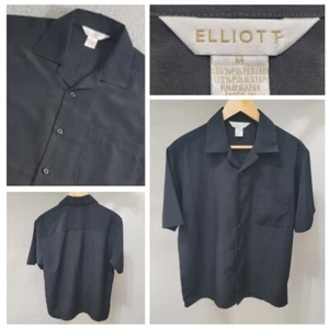 Elliott Camp Shirt Men's Medium Black Short Sleeve Button Up Casual - Picture 1 of 17