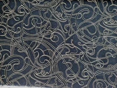 Tela de edredón de algodón remolino línea dorada negra de 3,5+ yardas fuera de existencia de colección Jinny Beyer RJR Foto 1 de 4