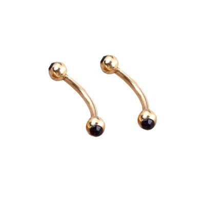 Pair 16G Surgical Steel Gold Crystal Ball Barbell Curved Eyebrow Ring Bar Tragus - Image 1 of 3