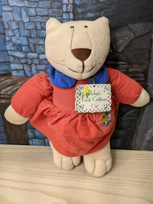 Bebé First Critter Gato Gatito Peluche Oso Norteamericano Vestido Niña Muñeca 1995 Foto 1 de 4