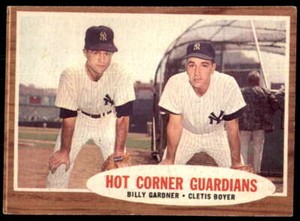 1962 TOPPS HOT CORNER GUARDIANS BILLY GARDNER/BOYER NY YANKEES #163 VG X2592