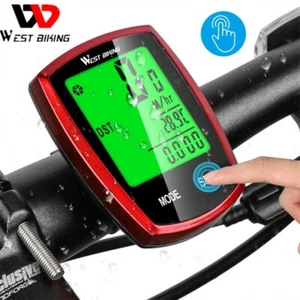 WEST BIKING Wireless Bike Computer Waterproof Backlight Bicycle Speedometer Red - Picture 1 of 12