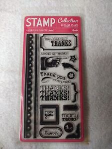 American Crafts THANKS Clear Stamps - 20 Piece Set Scrapbooking Thank You NEW 