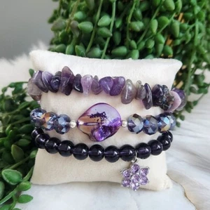 NWT Ryze 'Georgia Marquez'Natural Stone Mother of Pearl Staxx Bracelets-Set of 3 - Picture 1 of 11