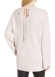 NWOT 100% cashmere Nordstrom Signature ribbed pale pink long bell sleeve sweater - Picture 1 of 12