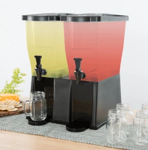 Double Stand Drink Beverage Juice Translucent Plastic Dispenser 3 Gallon Black - Picture 1 of 4