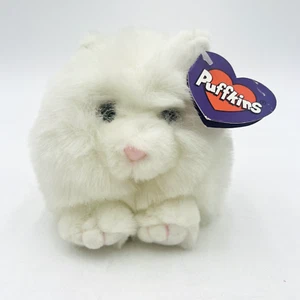 Swibco Puffkins 5" Paw the White Kitty Cat Plush With Hang Tag DOB 6-1-1997 - Picture 1 of 5