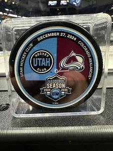 Utah Hockey Club - Colorado Avalanche - Game Day Puck - 12/27/24 - Picture 1 of 2