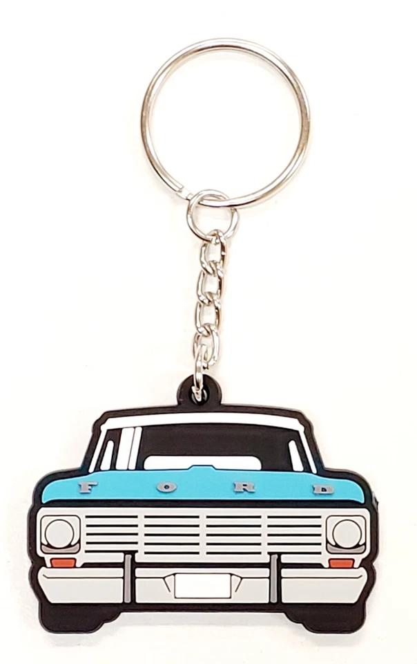 Ford F100 Bumpside Truck Design Keychain - Soft Material Vibrant Color Detail - Image 1 of 1