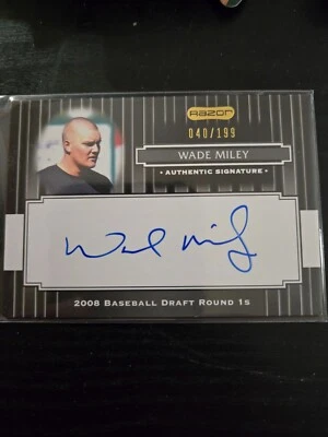 2008 Razor Signature Series Black /199 Wade Miley #145 Auto RC Autograph B - Image 1 of 2