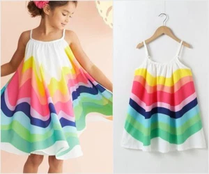 NEW Rainbow Girls White Sleeveless Sun Dress 2T 3T 4T 5T 6 - Picture 1 of 6