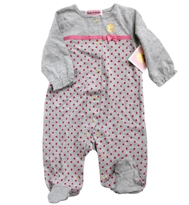Juicy Couture Long Sleeve Dot Print Footie Overall Bodysuit Gray Size 0-3M NWT - Picture 1 of 3