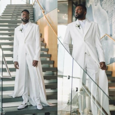 New Style Long Suit Men For Wedding Prom Blazer Pant Vest Groom Banquet Clothing - Image 1 of 4