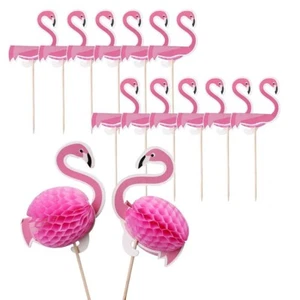 Ehdching 12 Pack 3D Flamingo Cupcakes Party Supplies Toppers Food Picks Party Co - Picture 1 of 5