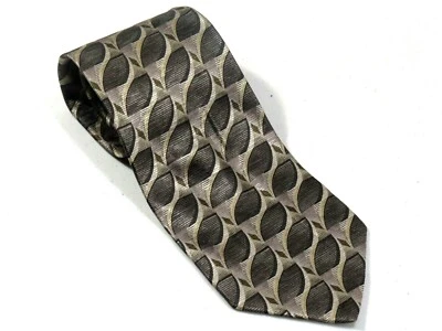 Stafford Silk Tie Gray and Beige Geometric Necktie 58 x 3.75 New - Image 1 of 4