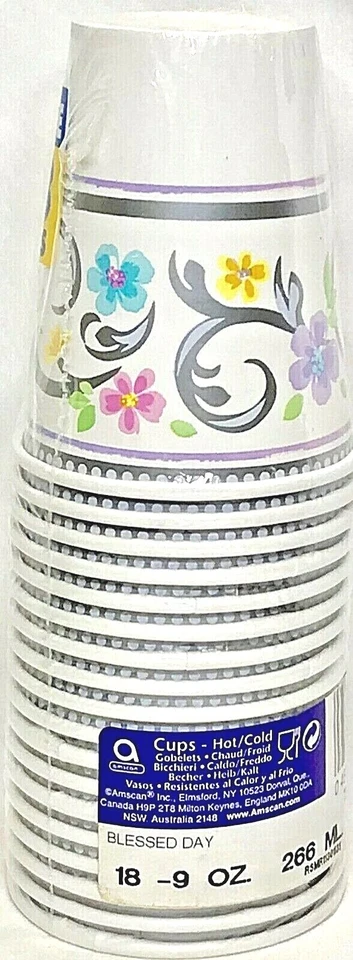 Blessed Day 18ct RELIGIOUS Hot/Cold CUPS Communion Confirmation Party Supplies - Image 1 of 4