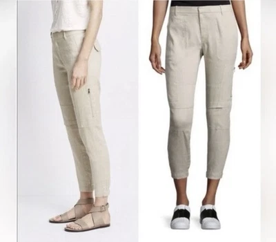 Pantalones cargo VINCE mezcla de lino con cremalleras para mujer talla 6 verano playa Foto 1 de 4